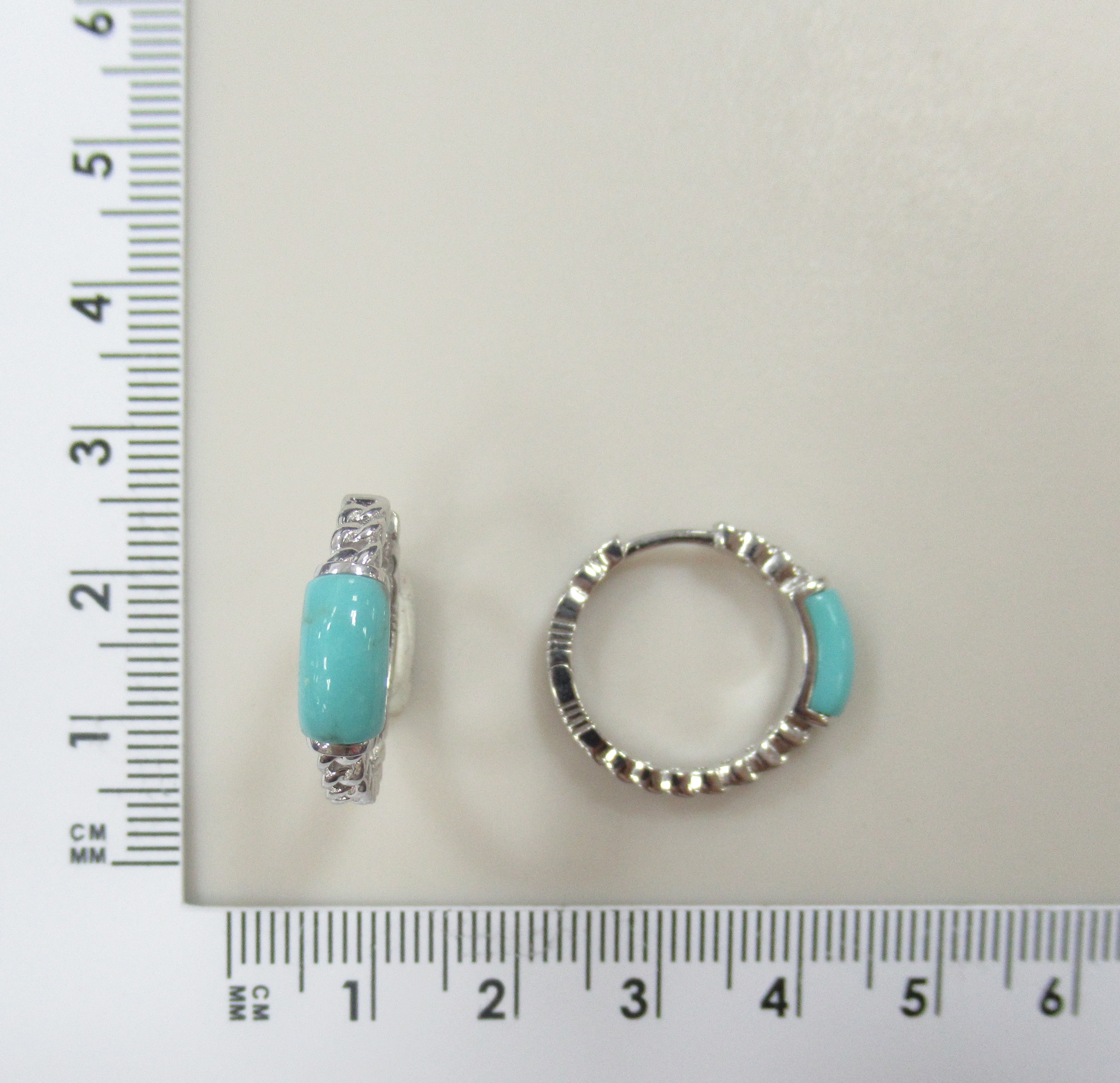 Серебряные серьги-конго с бирюзой